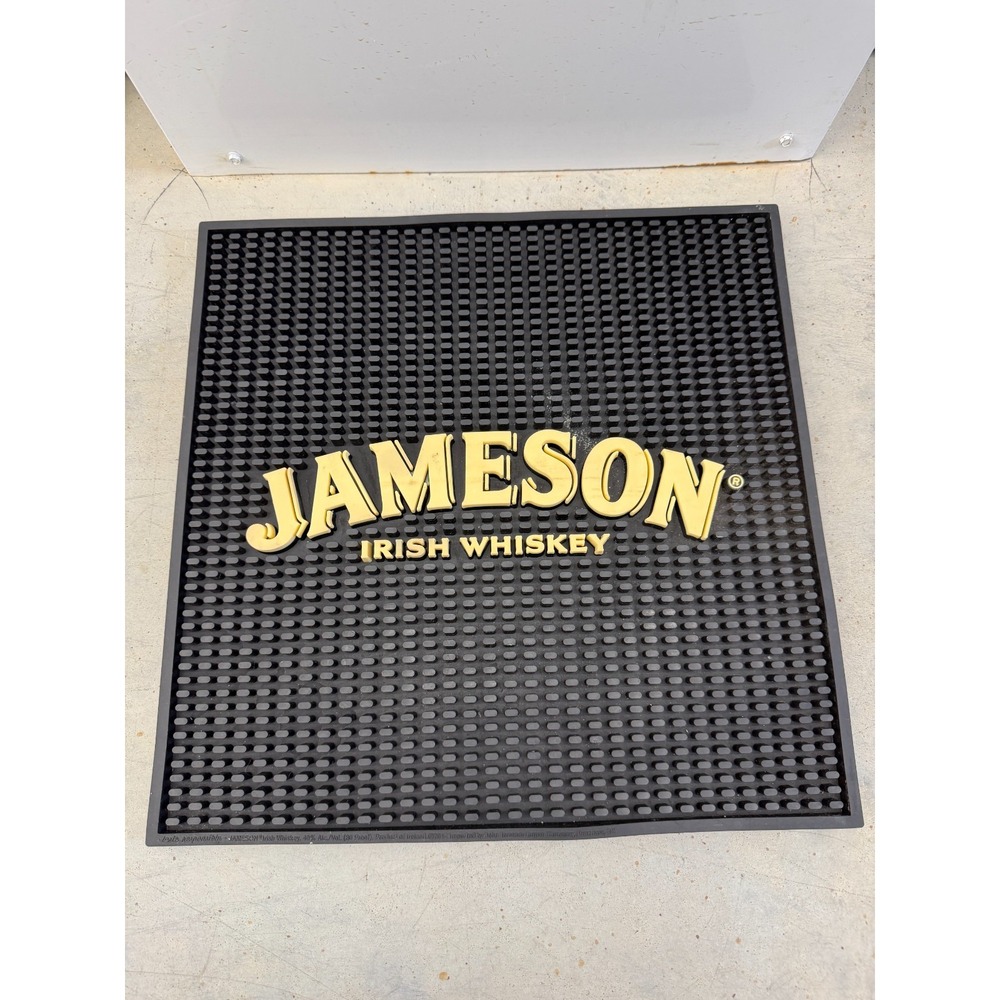 Jameson Irish Whiskey Heavy-Duty Bar Spill Mat Black Flexible Non-Slip Rectangle